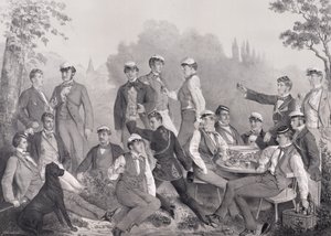 Mensuren nebo studentští členové Dueling Society na výletě od German School