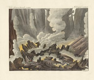 Etna Sicílie (barevná rytina) od German School
