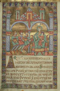paní Czartová. 1207, IV, fol.V v. Klanění tří králů, z Evangeliarium v Plockské katedrále, kolem 1075 od German School