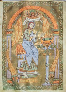 Ms Czart 1207 IV fol 76v Sv. Marka Evangelisty, z Evangeliarium katedrály v Plocku, kolem 1075 od German School