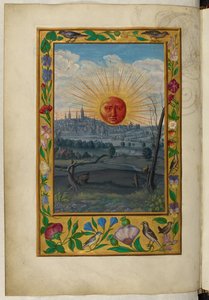 Paní Harley 3469, f.33v Slunce s vycházející lidskou tváří, Páté pojednání, z 
