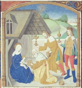 Paní Hunter 36 f.44r Narození Páně, od Vita Christi, od Ludolfa Saského, kolem 1300-7778 od German School