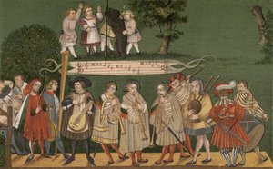 Hudebníci z Augsburgu, Německo, hrající pro tanečníky Geschlechtertanz, 1520 od German School