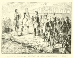 Napoleon, Frederick William III a Alexander v Tilsitu od German School