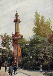 Vyhlídková věž, Berlínská zoologická zahrada, Německo (barva litho) od German School