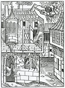 O bostynge nebo hauynge důvěře ve štěstí, ilustrace z anglického překladu Alexandra Barclaye „The Ship of Fools“, z vydání vydaného v roce 1874 od German School