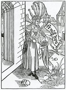 O aroganci a hrdosti hrubých mužů v zemi, ilustrace od Alexandra Barclayse v anglickém překladu „Loď bláznů“, z vydání vydaného v roce 1874 od German School