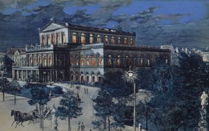 Opera, Hannover, Německo (barevná litografie) od German School