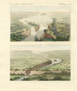 Nad Niagarskými vodopády a jejich prostředím (barevná rytina) od German School