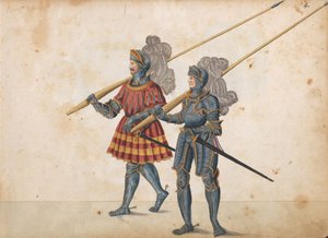 Průvod na turnaj, cca 1640 (pero a inkoust, akvarel a barvy) od German School