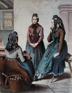 Loupání brambor, polovina 19. století (barva lito) od German School