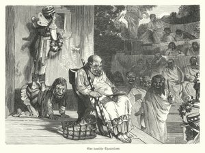 Představení komedie v divadle ve starověkém Řecku (rytina) od German School