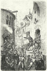 Pronásledování Židů v době křížových výprav (rytina) od German School