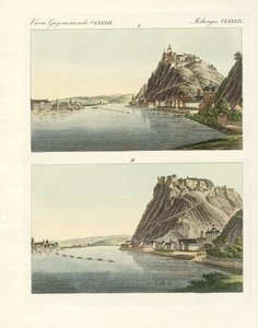Malebné výhledy na Rýn (barevná rytina) od German School