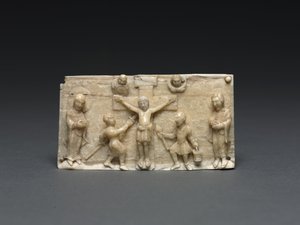 Plaketa z přenosného oltáře: Ukřižování, údolí Dolního Rýna, 1050-1100 od German School