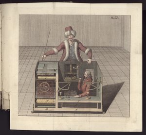 Deska III, O šachistovi pana von Kempelena a jeho replice, Lipsko a Drážďany: Joh. Gottl. Breitkopf, 1789 od German School