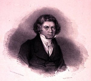 Portrét Ludwiga van Beethovena (1770-1827) vyrytý Faustinem Herrem (litho) od German School