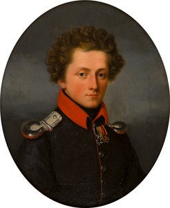 Portrét mladého důstojníka, cca 1801-99 (olej na plátně) od German School