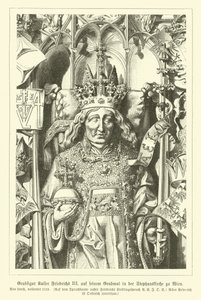 Portrét císaře Svaté říše římské Fridricha III., z jeho hrobky v katedrále svatého Štěpána, Vídeň (rytina) od German School