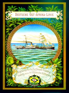 Plakát inzerující německou východní africkou linku, 1890