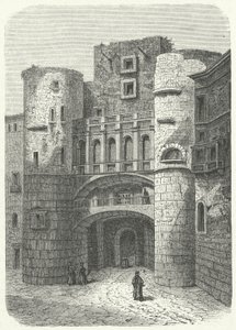 Praetoria Gate a Placa Nova, Barcelona (rytina) od German School