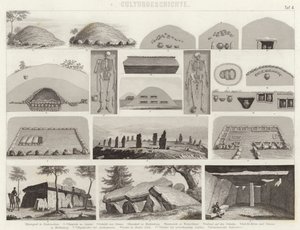 Pravěké pohřební komory. Ilustrace pro Bilder-Atlas (rytina) od German School