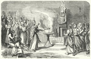 Kněží vykonávající oběť ve starověkém Egyptě (rytina) od German School
