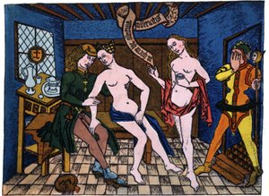Prostituce v 15. století (rytina) od German School