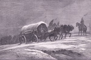 Pruská polní pošta ve sněhu, Cassells Historie války mezi Francií a Německem vydaná Cassell and Company Limited, kolem roku 1890 (litho) od German School