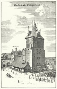Veřejné bičování v Gdaňsku na konci 17. století (rytina) od German School