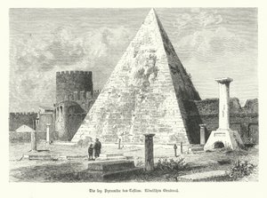 Cestiova pyramida, hrobka Gaia Cestia, Řím, postavená v roce 12 př.nl (rytina) od German School