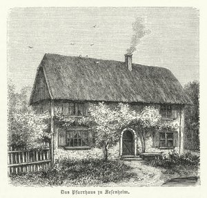 Fara v Sessenheimu, domov Friederike Brionové, s níž měl Johann Wolfgang Goethe milostný poměr během studií na štrasburské univerzitě v letech 1770-1771 od German School