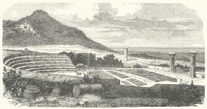 Pozůstatky starověkého římského divadla v Tusculum (rytina) od German School