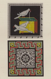 Reprodukce podlahové mozaiky z Pompejí jako kus výšivky (chromolitho) od German School