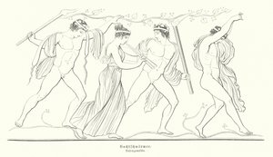 Obdivovatelé v noci ve starověkém Řecku (rytina) od German School