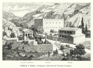 Cesta z Eleusis do Atén, Řecko (litho) od German School