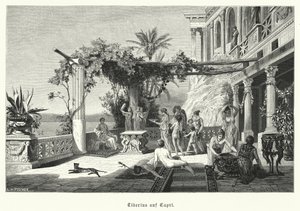 Římský císař Tiberius na ostrově Capri (rytina) od German School