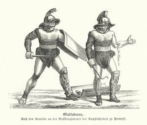 Římští gladiátoři (rytina) od German School