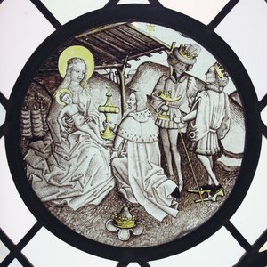 Rondel s Klaněním tří králů od German School