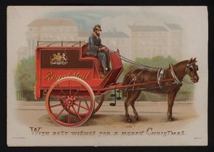Royal Mail van, vánoční blahopřání, konec 19. nebo začátek 20. století (chromolitho) od German School