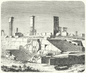 Ruiny paláce Xerxes v Persepolis (rytina) od German School