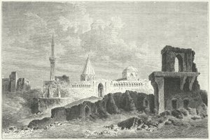Ruiny paláce Seldžuků v Konya, Turecko (rytina) od German School