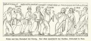 Scéna z Eunucha (Eunuch), komedie římského dramatika Terence (litho) od German School