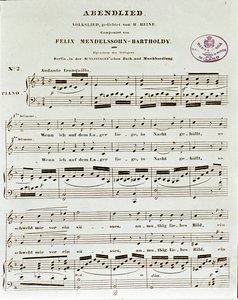Stránka skóre Abendlied od Felixe Mendelssohna od German School