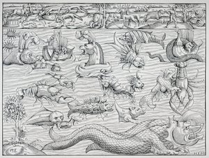 „Moře temnot“ z „Cosmographie Universalis“ Sebastiena Münstera od German School