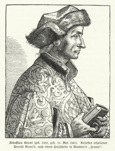 Sebastian Brant, německý renesanční humanista a satirik (rytina) od German School