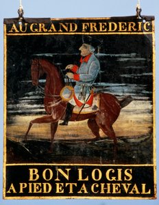 Rozcestník s Frederickem Velikým na koni pro Inn Le Cadiot, konec 18. století (malovaný kov) od German School