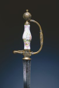 Malý meč, cca 1770 (ocel, pozlacená mosaz a porcelán) od German School