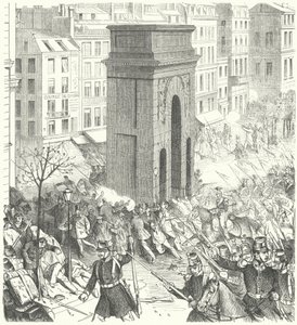 Vojáci v ulicích Paříže během francouzského převratu v prosinci 1851 (rytina) od German School