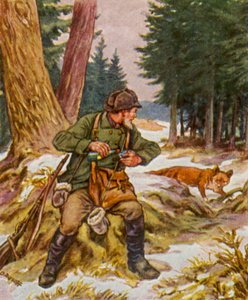 Sonntagsjager / Nedělní lovec (barevná litografie) od German School